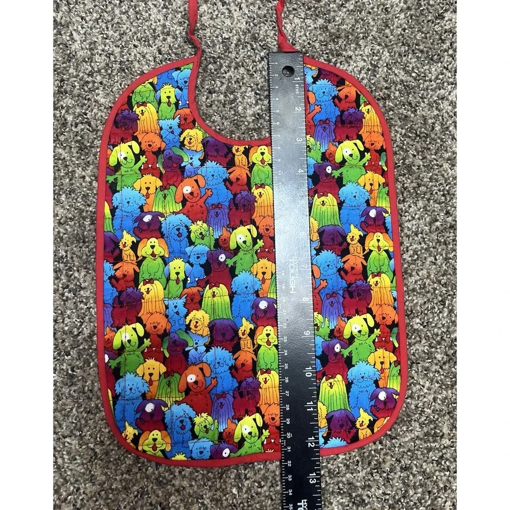 Lot Of 6 Quilted Handmade Bibs Dog Theme Large Size‎ 12
